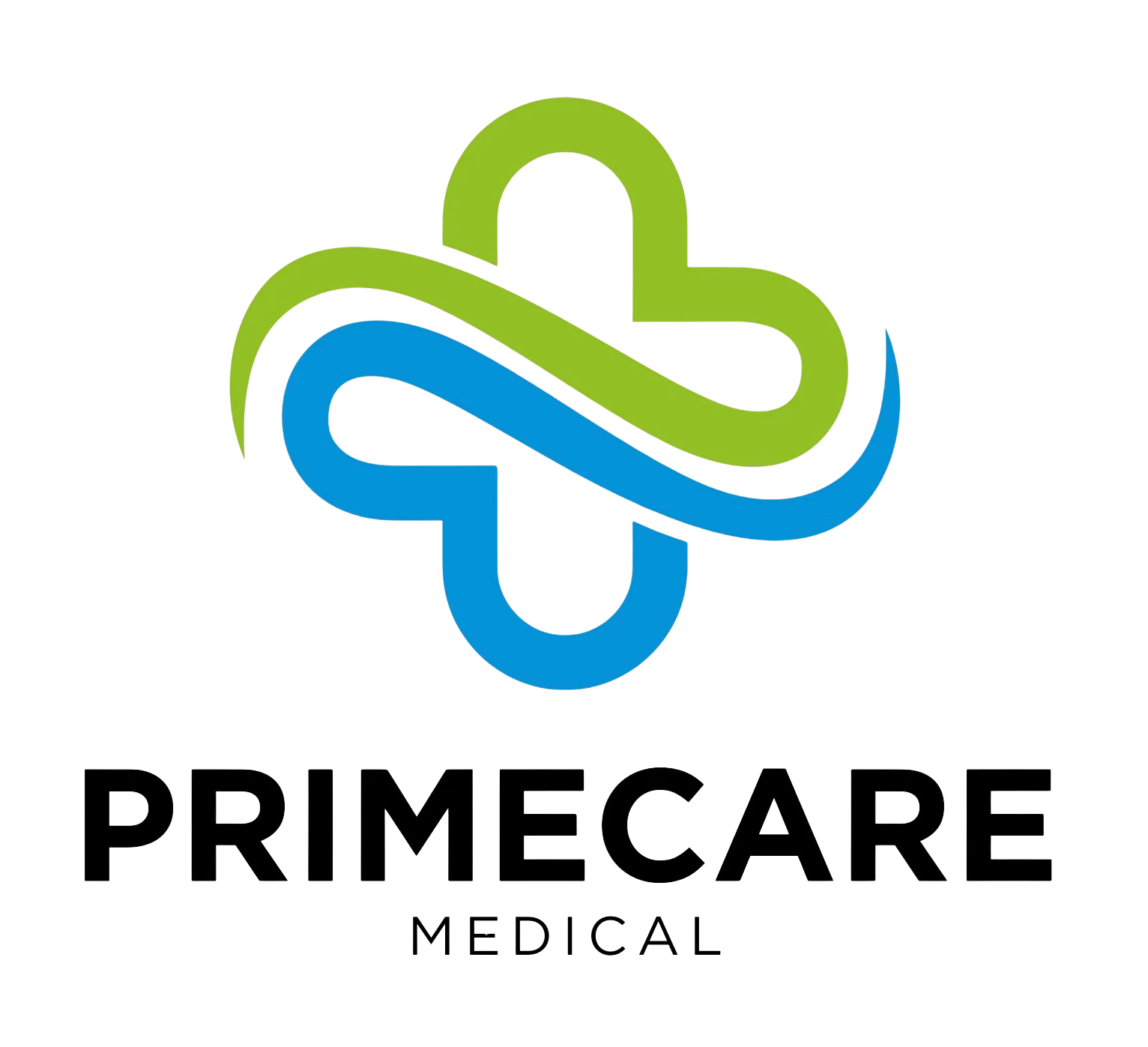 PrimeCare Medical logo with a green and blue stylized medical cross.